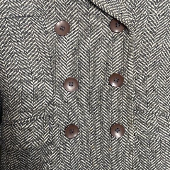 MODA International Gray White houndstooth Wool Blend Double Breast Coat Sz S - Picture 6 of 9
